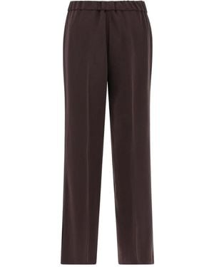 Alberto Biani Cady Elastic-Waistband Straight Pants - Brown