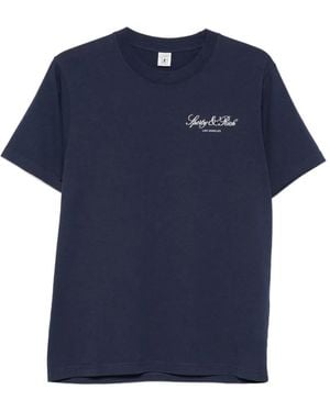 Sporty & Rich Vendome La Logo-Print T-Shirt - Blue