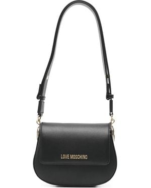 Love Moschino Logo-Plaque Curved Cross Body Bag - Black