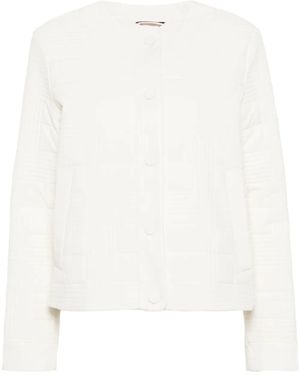 BOSS Check-Pattern Padded Jacket - White