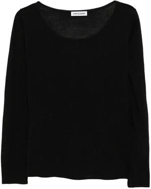 Low Classic Strickoberteil Mit Rundhalsausschnitt - Schwarz