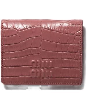 Miu Miu Small Crocodile Embossed Calfskin Wallet - Red