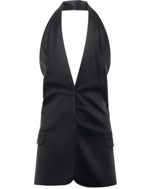 Genny Halterneck Flap-Pocket Top - Black