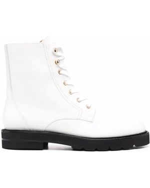 Stuart Weitzman Lace-Up Leather Boots - White
