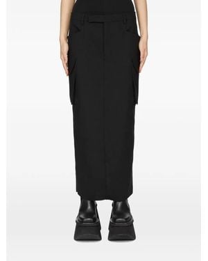 Rick Owens Jupe Mi-Longue Firbanks En Grain De Poudre - Black
