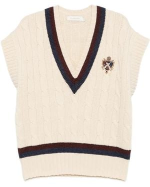 Zimmermann Cable-Knit Embroidered Vest - Natural