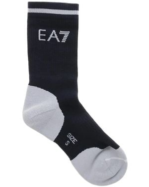 Emporio Armani Ea7 Logo-Knit Socks - Black