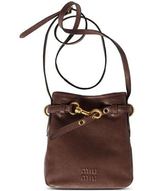 Miu Miu Clutch Mit Logo-Prägung - Braun