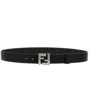 Fendi Squared Ff Reversible Belt - White