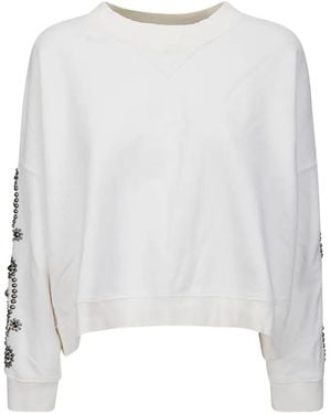 HTC Stud-Embellished Paisley-Pattern Sweatshirt - White