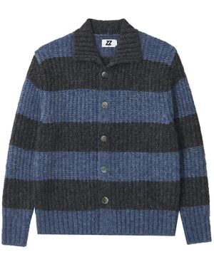 Izzue Striped Chunky-Knit Cardigan - Blue