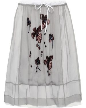 Prada Embroidered Chiffon Midi Skirt - Grey