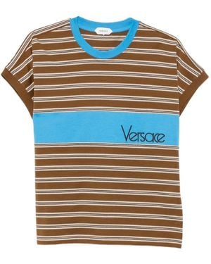 Versace Camiseta Con Logo Bordado - Azul