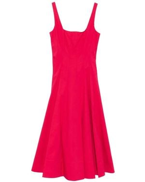 STAUD Wells Square-Neck Midi Dress - Pink