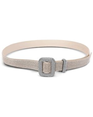 Benedetta Bruzziches Crystal-Embellished Buckle Belt - White