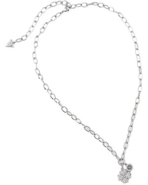 Guess Love Bites Crystal-Embellished Flower-Pendant Necklace - White