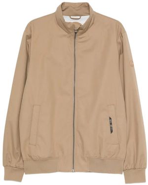 Save The Duck High-Neck Ribbed-Trims Jacket - Natural