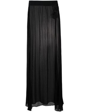 Amir Slama Floral-Appliqué Maxi Skirt - Black