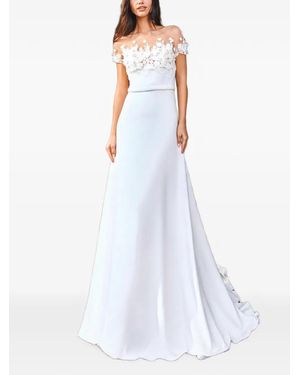 PRONOVIAS THE PARTY EDIT Masurian Floral-Appliqué Maxi Bridal Dress - White