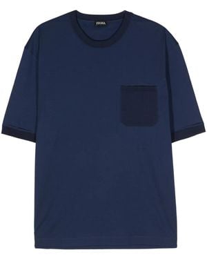 ZEGNA リブトリム Tシャツ - ブルー
