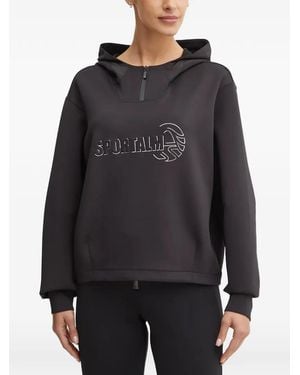 Sportalm Logo-Print Zip-Neck Hoodie - Black
