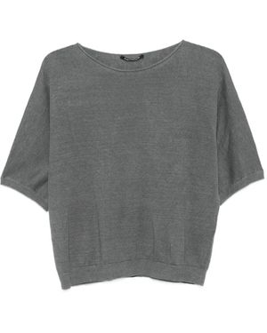 Luisa Cerano Short-Sleeves Linen Top - Gray