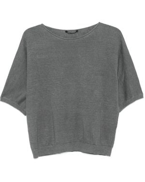 Luisa Cerano Short-Sleeves Linen Top - Grey