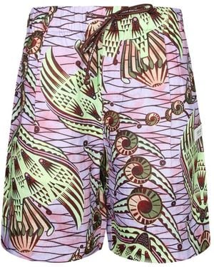 Atelier Vlisco Graphic-Print Drawstring Shorts - White