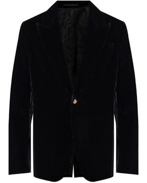 Versace Velvet Single-Breasted Blazer - Black