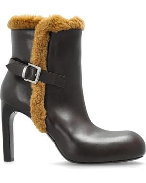 Balenciaga Fargo Bootie H100 Shearling-Trim Ankle Boots - Black
