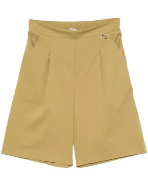 Carla G Pleat-Detail Shorts - Natural
