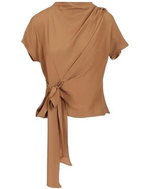 FEDERICA TOSI Knot-Detail Crepe Blouse - Natural