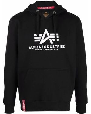 Alpha Industries Logo Drawstring Hoodie - Black