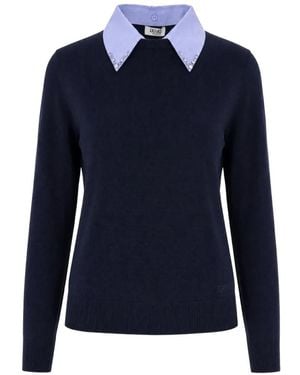 Liu Jo Sweater With Poplin Detail - Blue