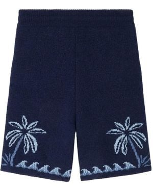 Alanui Glimpse Of Eden Shorts Mit Palmen - Blau