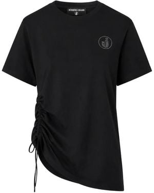 Iceberg Ruched Asymmetric Logo T-Shirt - Black