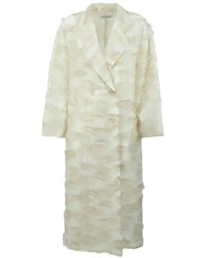 Max Mara Manteau À Boutonnière Croisée À Empiècements Transparents - White