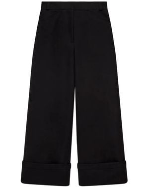 Another Tomorrow Cuffed Topstitched Trousers - Black