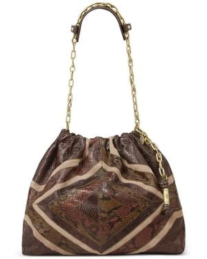 Ba&sh Bolso De Hombro Junetote Con Diseño Patchwork Y Efecto De Piel De Serpiente - Marrón
