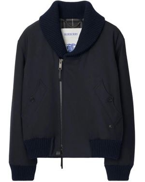 Burberry Ribbed-Trim Bomber Jacket - Black