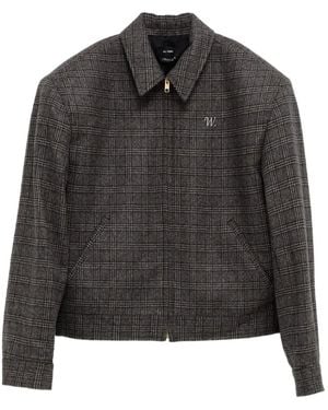 Willy Chavarria Check-Pattern Embroidered-Logo Shirt Jacket - Black