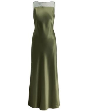 Polo Ralph Lauren Sheer-Panel Satin Dress - Green