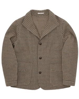 Fortela Classic Scotland Houndstooth-Pattern Wool Jacket - Brown