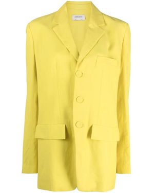Gauchère Notched-Lapels Button-Up Blazer - Yellow