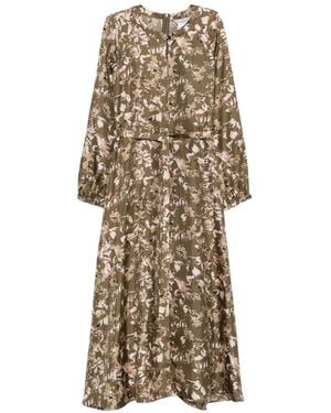 Max Mara Floral-Print Belted Midi Dress - Natural