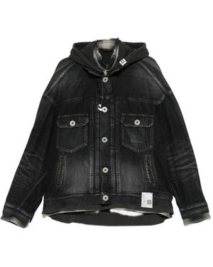Maison Mihara Yasuhiro Hooded Chest-Pocket Denim Jacket - Black