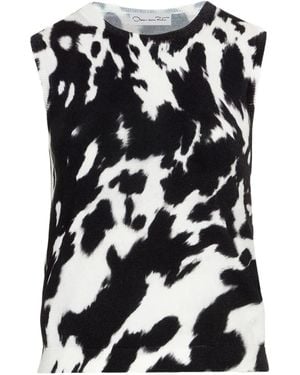 Oscar de la Renta Cowhide-Print Sleeveless Knitted Top - Black