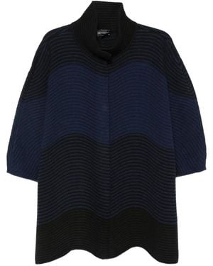 Emporio Armani Wave-Pattern Ribbed Jacket - Blue