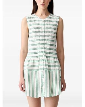 Stine Goya Smocked Striped Mini Dress - Green