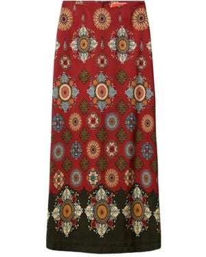 La DoubleJ Floral-Print Midi Skirt - Red